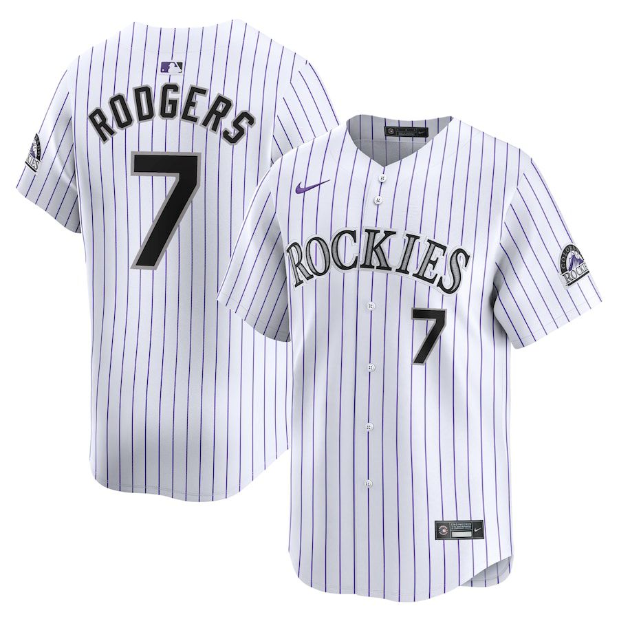 Men Colorado Rockies #7 Brendan Rodgers Nike White Home Limited Player MLB Jersey->colorado rockies->MLB Jersey